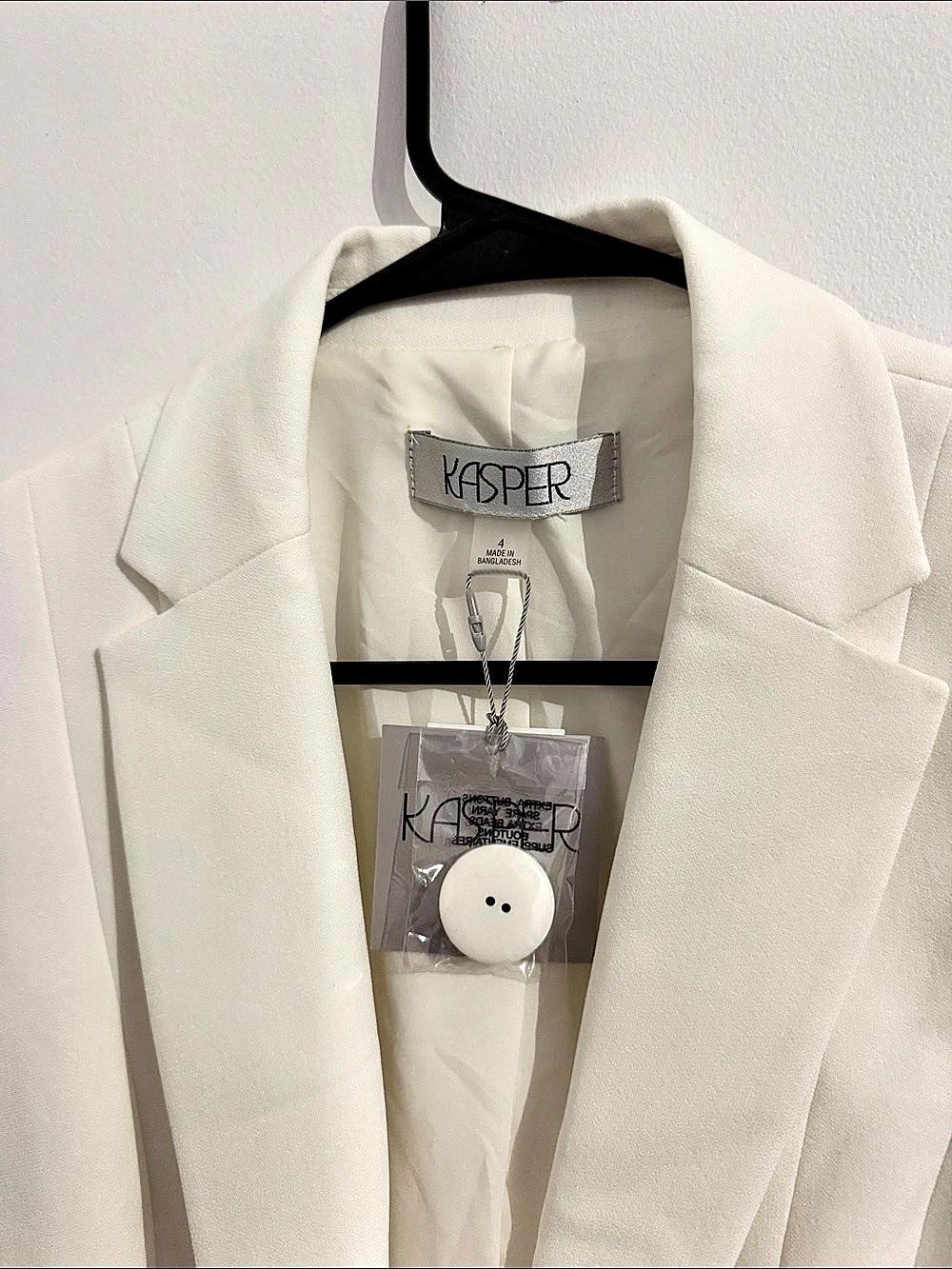 Kasper Stretch Crepe One-Button Blazer White NWT